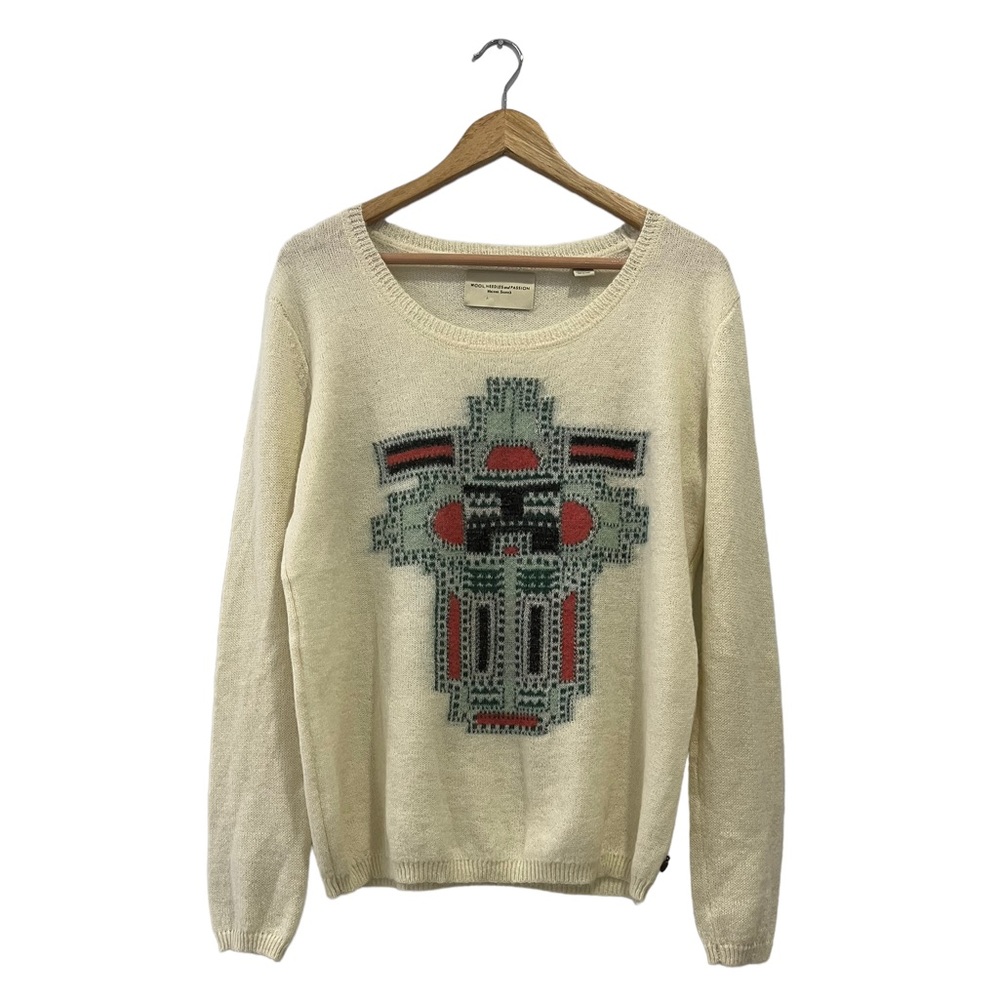 Maison Scotch Wool Needles and Passion Wool Blend Sweater Aztec